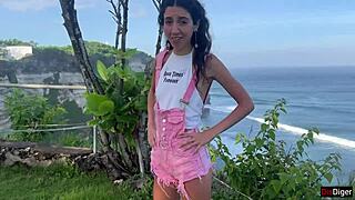 security guard caught this naughty skinny teen in private garden and fucked her hard with sea view - oh man