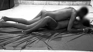 Monster cock drills small tits amateur in steamy ass and pussy session