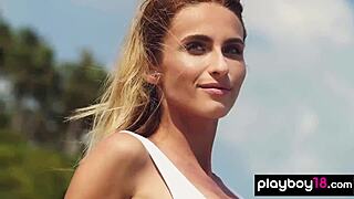 smoking hot nude ukranian teen 18+ blondie cara mell posing in the sand outdoor