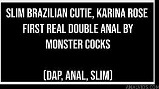 Brazilian Cutie Karina Rose Takes Monster Cocks In First Double Anal Gaping Action While Interviewed!