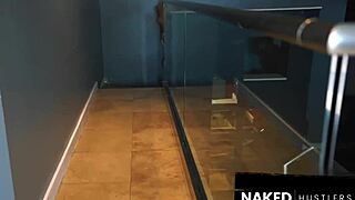 Petite brunette slut takes monster black cock deep in bedroom. She rides cowgirl with small tits bouncing.