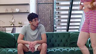 The mature redhead with big tits dominates and fucks the young guy to prevent him from turning into an incel.