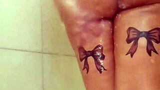 bbw with big ass and tits gives a quick steamy shower tease session