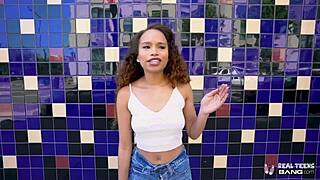 beautiful ebony teen cecilia lion takes big cock in interracial casting, riding cowgirl doggystyle with blowjob action