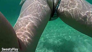 She dove underwater for a wild session, ending with multiple creampies filling her up three times