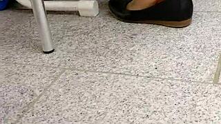 I adore shoeplay and dipping in these tan nylons and flats, feeling every sensual moment