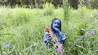 Avatar Monika Fox Big Prolapse Hard Dildo Anal and Pussy Fuck Suggests Intense Squirt in Nature with Toys Fingering Assplay