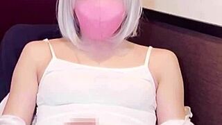 What Happens When Masked Beauty Crossdresses And Masturbates On Live Stream In Cute Outfit?