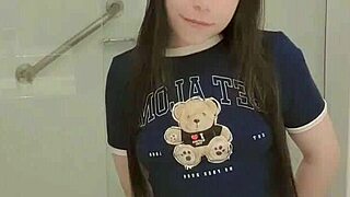 amateur young 18+ girl masturbating solo in the bathroom. her petite body and tight pussy shine in homemade video.