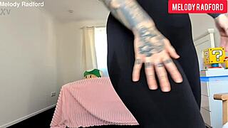 Emotional Big Tits Milf In Sheer Leggings Feels Intense Desire As She Teases Her Beautiful Ass And Tattoos Solo At Home With Blue Eyes