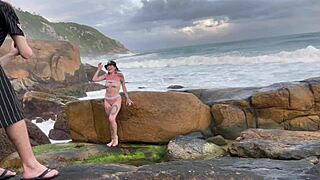 Branquinha Hooks Up with Stranger for Beach Encounter in Floripa with Tattoos