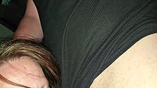 Redhead moans loudly while giving passionate blowjob after concert ends.