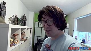 Big tit slut, swallow that nerds dick now!