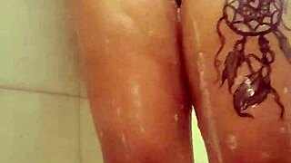 bbw with big ass and tits gives a quick steamy shower tease session