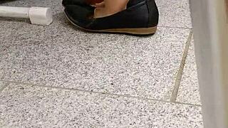 I adore shoeplay and dipping in these tan nylons and flats, feeling every sensual moment