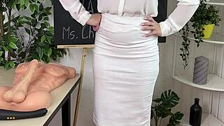 sexual wellness, like wanking in glasses and stockings for solo fetish play