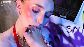 Exclamatory Bia Roman Sucks Polish Off Medusa's Perfect Toes!