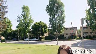 Intense Teen Beauty Mia Hurley Faces Fierce Blowjob Contest with Tight Pussy Drilling