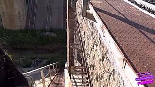 amateur brunette almost caught fucking on train