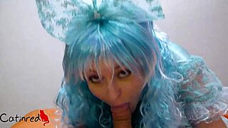blowjob from malvina in cosplay costume with cumshot