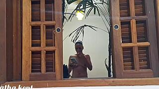 oh damn! caught this bisexual brunette giving an amazing interracial blowjob!