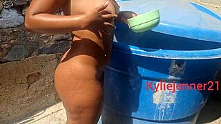 spying on big-ass ebony cutie bathing leads to fucking her tight hole 😈