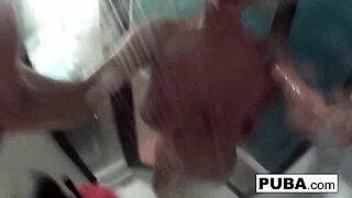 nikita von james enjoys a relaxing shower alone