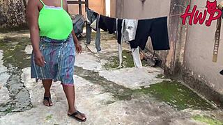 African landlady screams riding tenant's monster cock doggystyle to orgasm