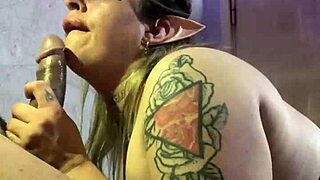 Blonde Slut Deepthroats Halloween Cock