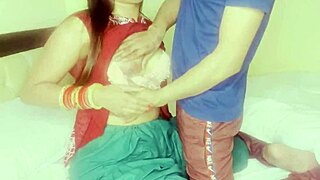 Mistress satisfies young servant with handjob in bathroom cleaning session using clear Hindi audio.