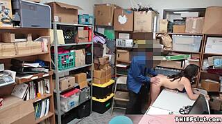 Extra Cute Brunette Thief Taylor Caught And Punish Fucked In Back Room!