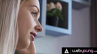 petite blonde gets aroused by her sexy busty roommates dance skills and they end up licking each others pussies