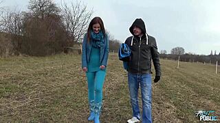 Ever Seen A Nasty Brunette Teen Craving Every Huge Cock In Wild Public Threesome?