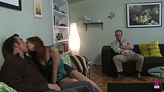 Amber Locks Eyes with Husband as Muscular Stud Drills Her Pussy Deep from Behind