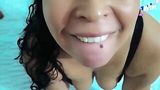 Milf swallows cum after denying cuckold sex. She masturbates for him, sucks small cock, and gulps semen in dirty homemade domination.