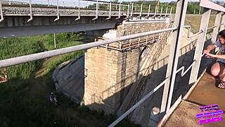 amateur brunette almost caught fucking on train