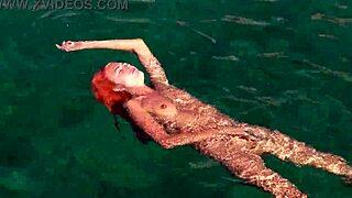 blue water and a naked girl