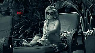 outdoors in the sun, we find aubrey adams rubbing herself and fucking too?