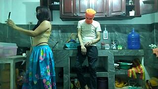 Oh wow, watch this 25-year-old man with a BIG PENIS go from flaccid to erect masturbating in the kitchen!