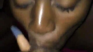 Intense trans slut sucks huge black monster cock sloppily