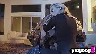 Big ass blonde MILF Anna Claire Clouds contrasts bubble butt with small tits while posing naked solo