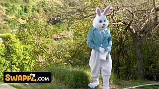 easter egg hunt leads to horny pickup with passionate kissing and intense fucking for busty bunny