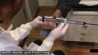 The perverted podiatrist examines a tanned brunette patient in latex gloves, leading to intense tickling and fetish play.