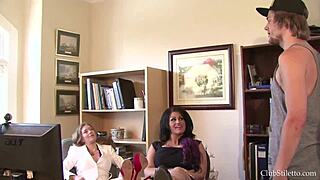 The employee kissed his dominant mistress's big ass desperately to secure his job position.