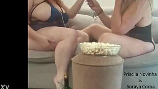 hey, check out this hot mom and her friend in open lingerie rubbing together