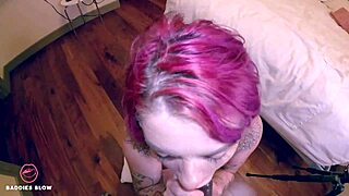 baddies blowjob session with lily noel deepthroating big black cock. tattooed babe gets face fucked hard in interracial action.