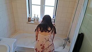 Latina wife, why call handyman to fix hot tub for doggystyle fun?