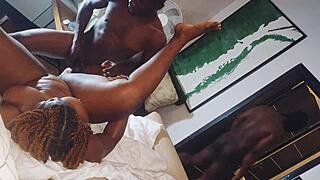 Why settle for one when bbw rides cowgirl on two bbc, sucking and slobbering fat black cocks?