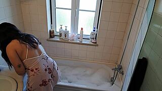 Latina wife, why call handyman to fix hot tub for doggystyle fun?