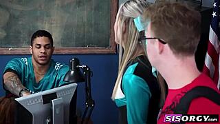 sexy babes fucked hard in classroom while cheating on exams 😈